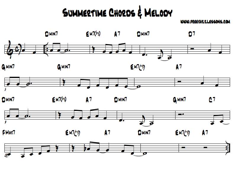 Summertime Backing Track and Free Chord Chart